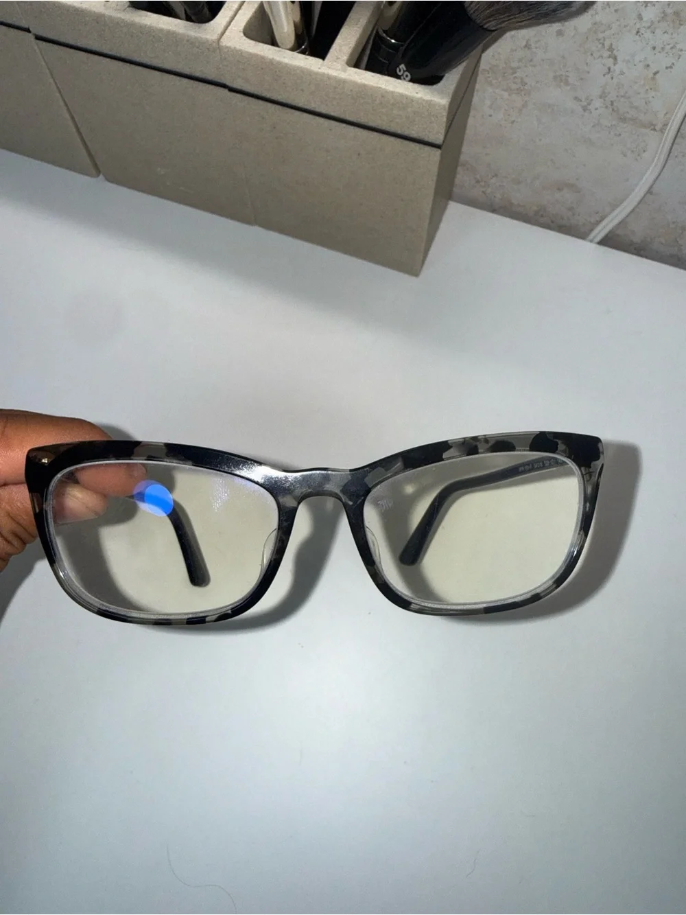 Prada WonensBlack and Gray Translucent Cat-Eye Optical Glasses